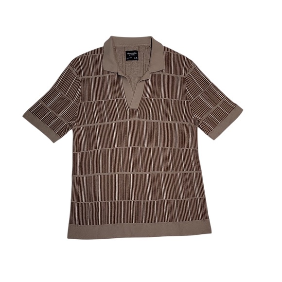 Abercrombie & Fitch Other - Abercrombie & Fitch Men’s M Tan Textured Knit Polo Shirt Short Sleeve Retro